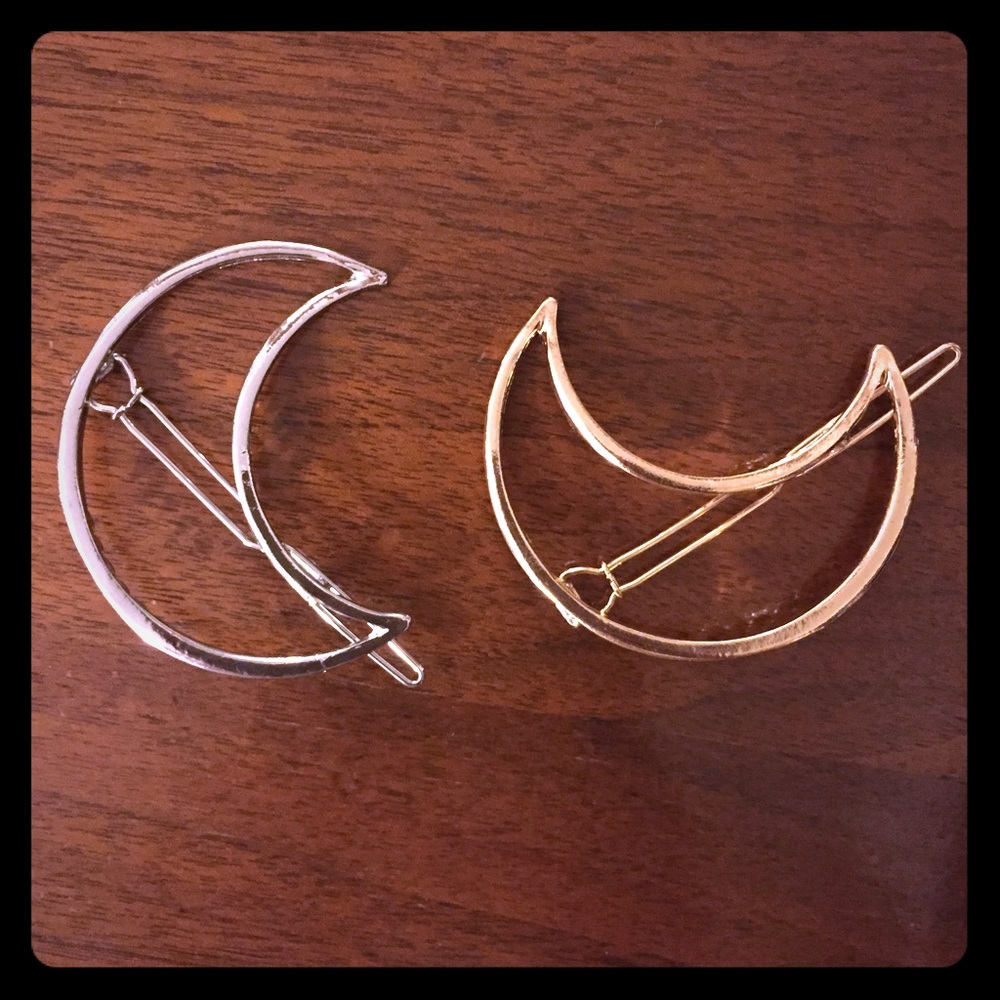 Moon goddess crescent hair clip barrette