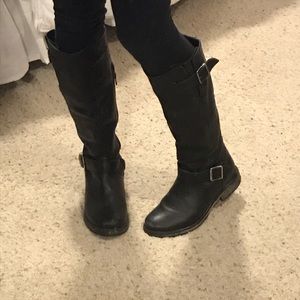 Steve Madden Black Leather Knee High Boots