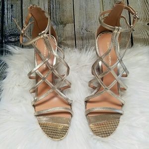 Badgley Mischka Gold Wooden Wedge