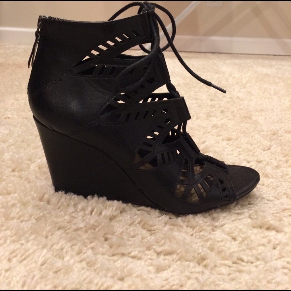 A.N.A Black Wedged Sandals