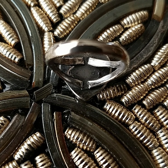 Retro Turquoise/Coral Sterling Silver Ring. - Picture 3 of 6