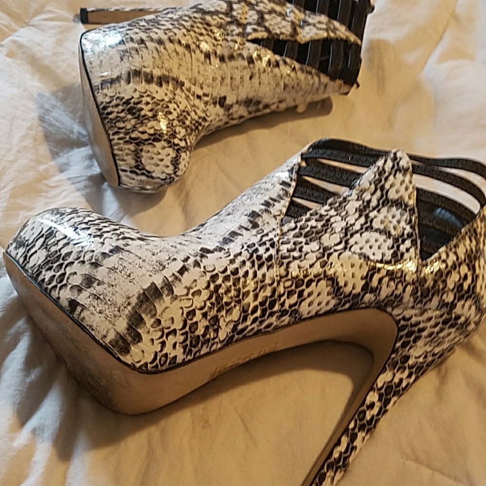 Snakeskin booties