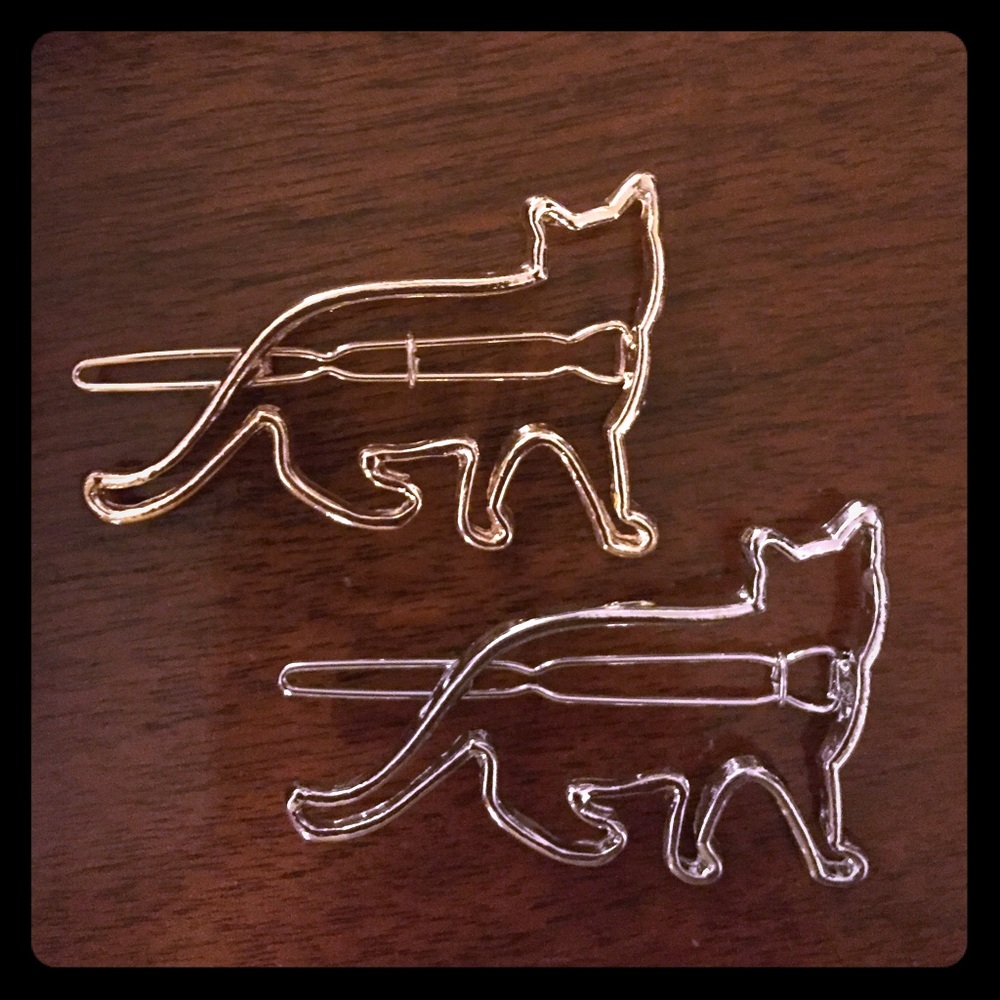 Kitty Cat sleek silhouette hair clip barrette