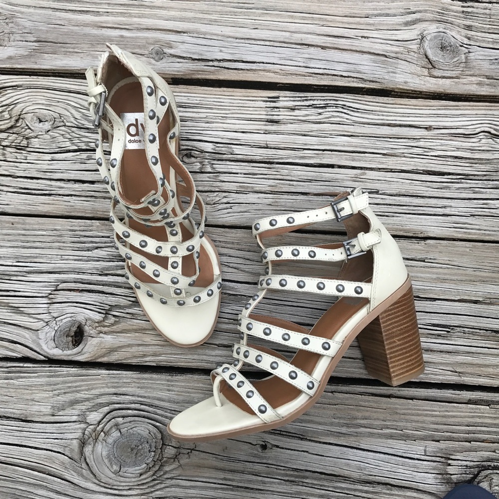 Dolce Vita Bone Leather Studded Gladiator Sandals