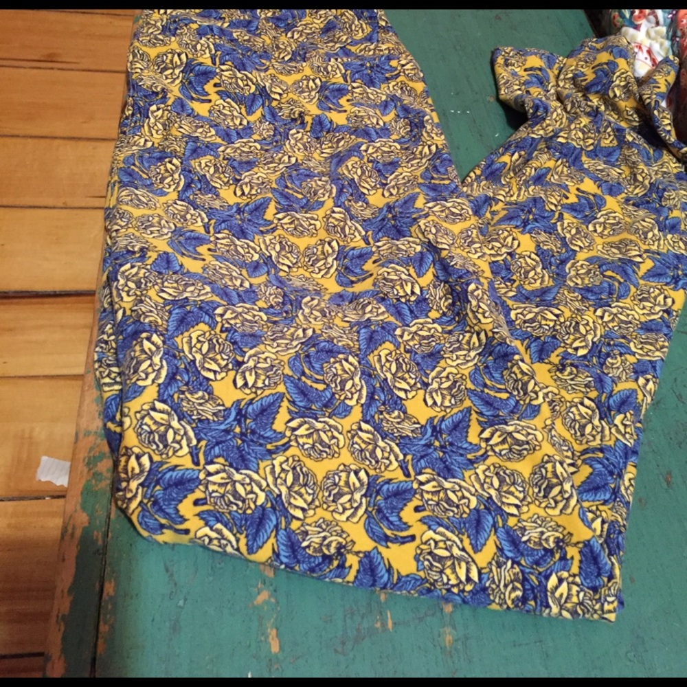 Yellow and blue TC Lularoe leggings