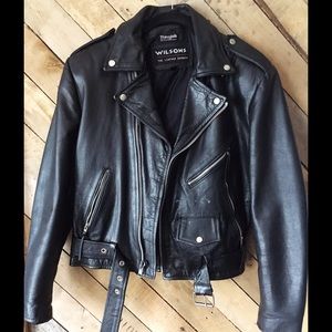 Vintage Wilsons Leather Motorcycle Jacket Small