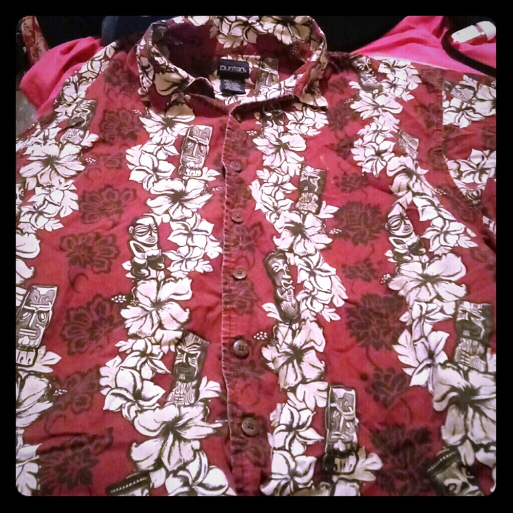 Short sleeve Maui print button down mens shirt