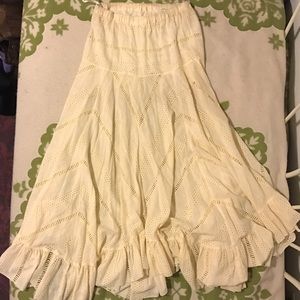 Amazing Free People Ruffle Lace Boho Maxi Skirt!