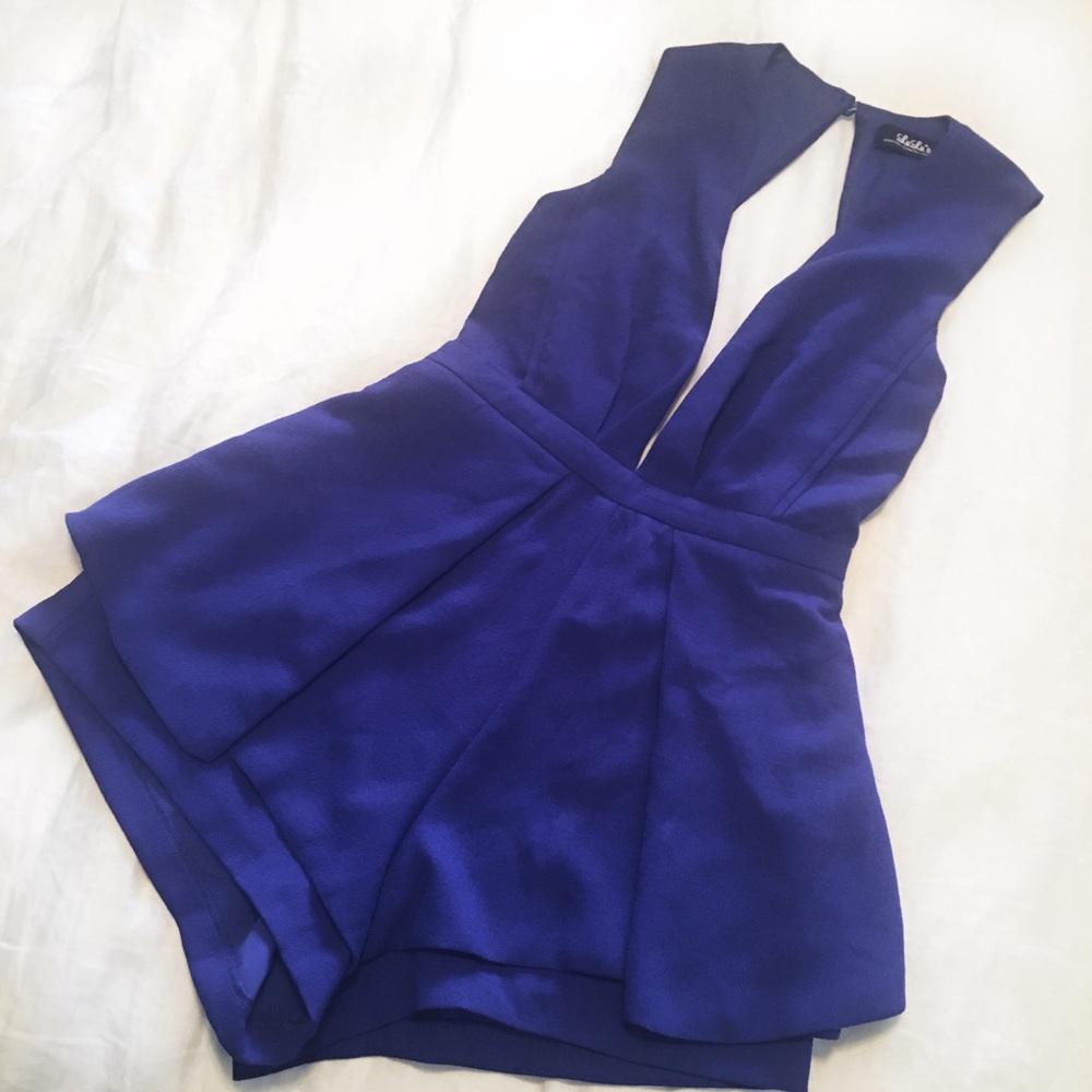 Royal Blue Deep V Romper