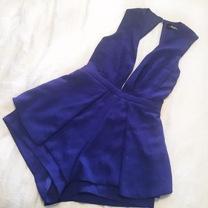 Royal Blue Deep V Romper