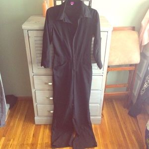 Tall Black 3/4 Sleeve Jumpsuit