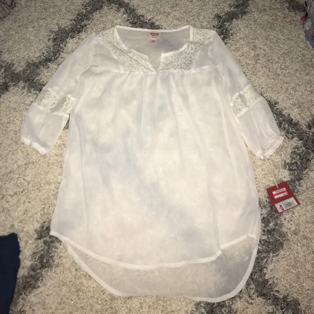 White loose see through shirt