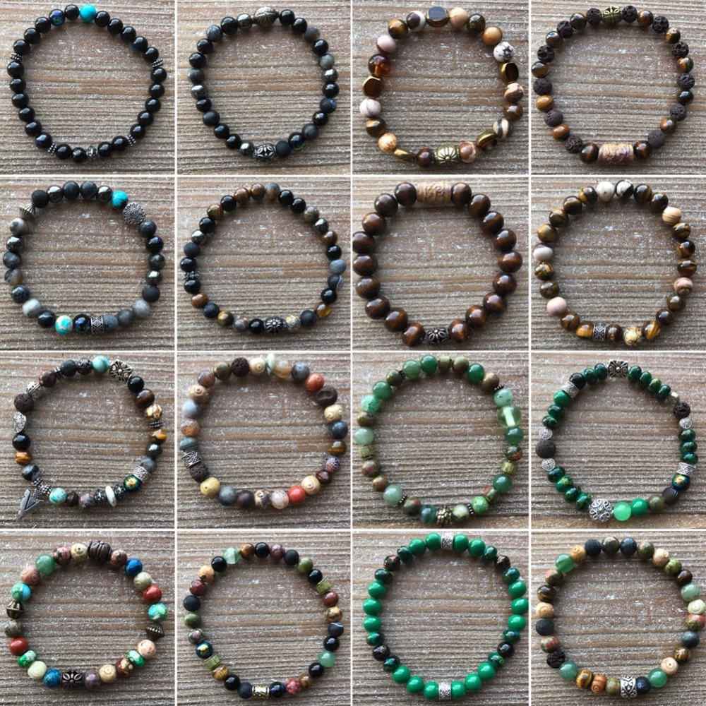 Men's beaded stretch bracelets