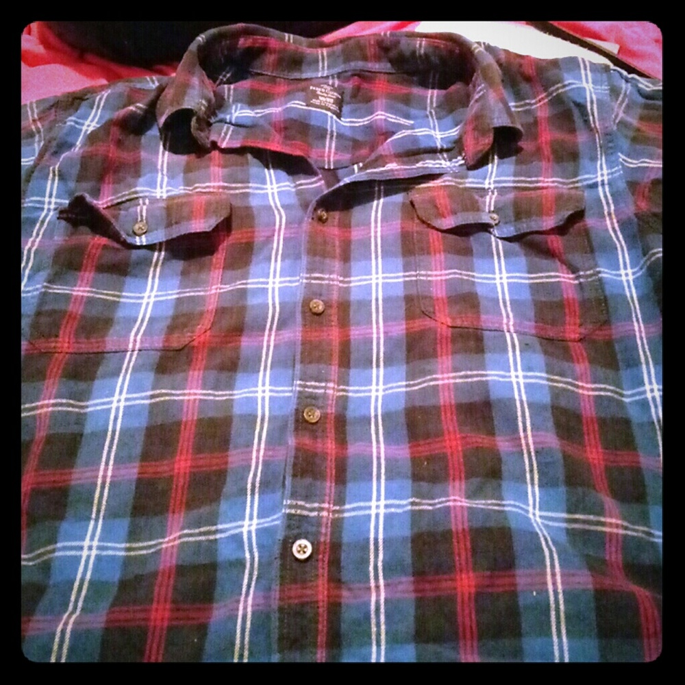 Mens faded glory plaid long sleeve shirt