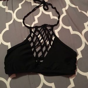 black halter bikini top