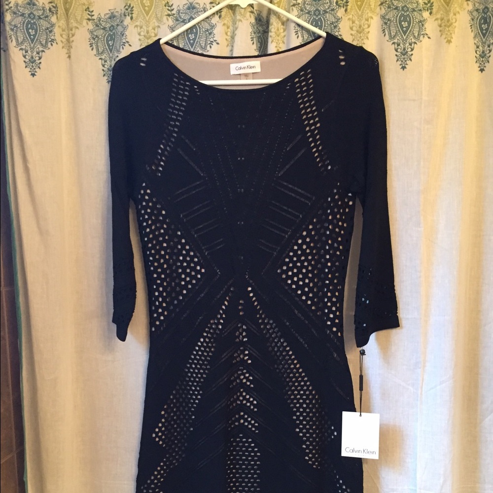 Calvin Klein Black and Nude Dress