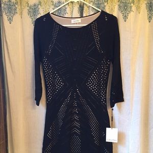 Calvin Klein Black and Nude Dress