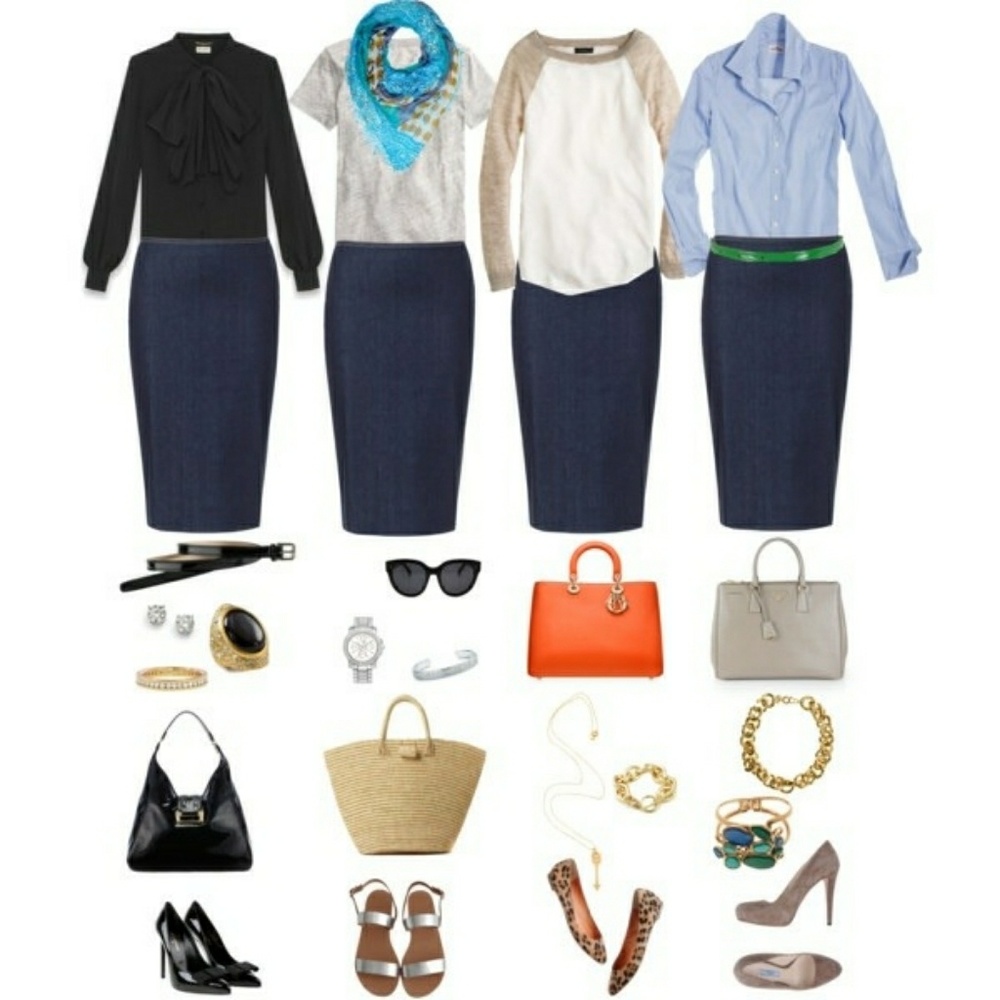 Sophisticated dark denim pencil skirt