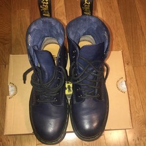 Unisex Navy Blue Leather Dr. Martens
