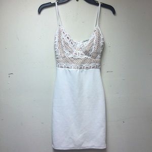 Spaghetti Strap White & Nude Dress