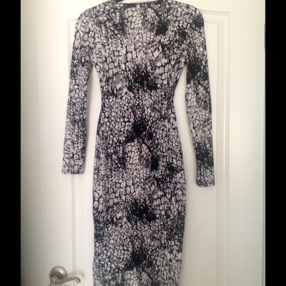 Fitted long sleeve black n white dress - Picture 2 of 4
