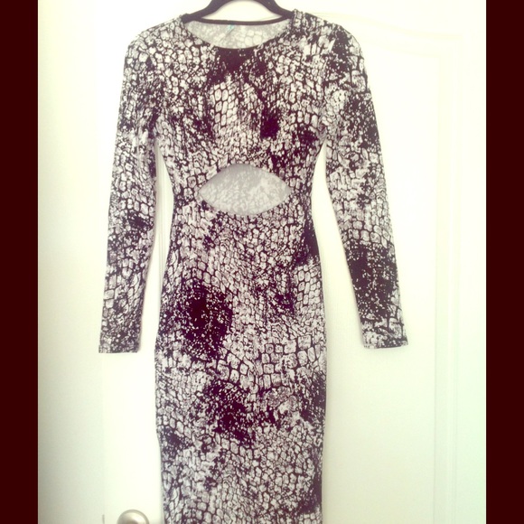 Dresses & Skirts - Fitted long sleeve black n white dress