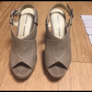 Chinese laundry nude peep toed wedges