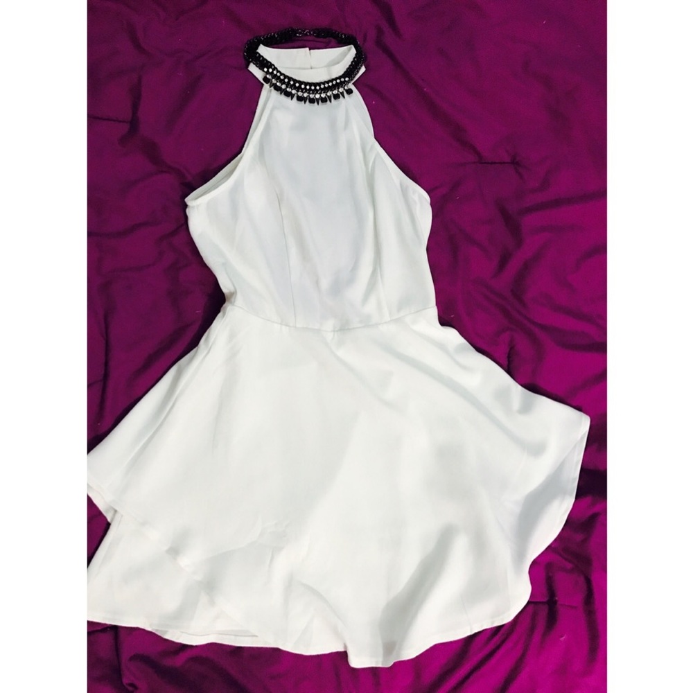 Open back white flare dress