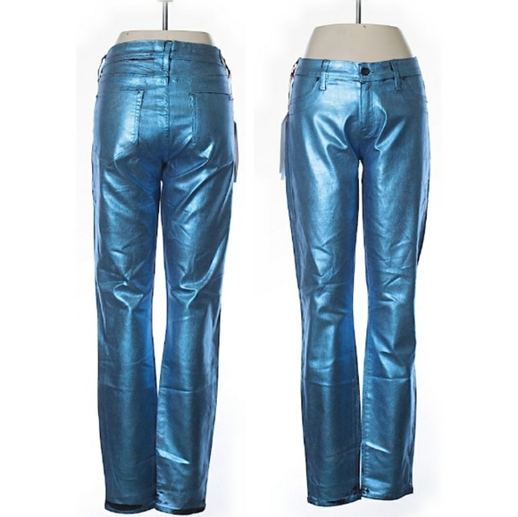 blue metallic jeans
