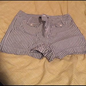 Navy and white striped shorts. Size 6.