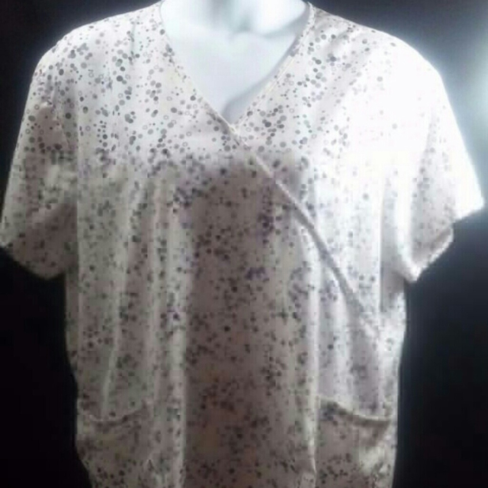 Polka dot print cross cross scrub top