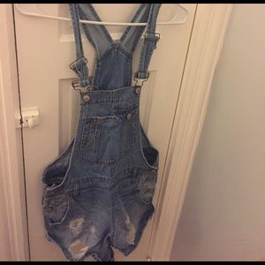 Jean shorts overall with destress bottoms