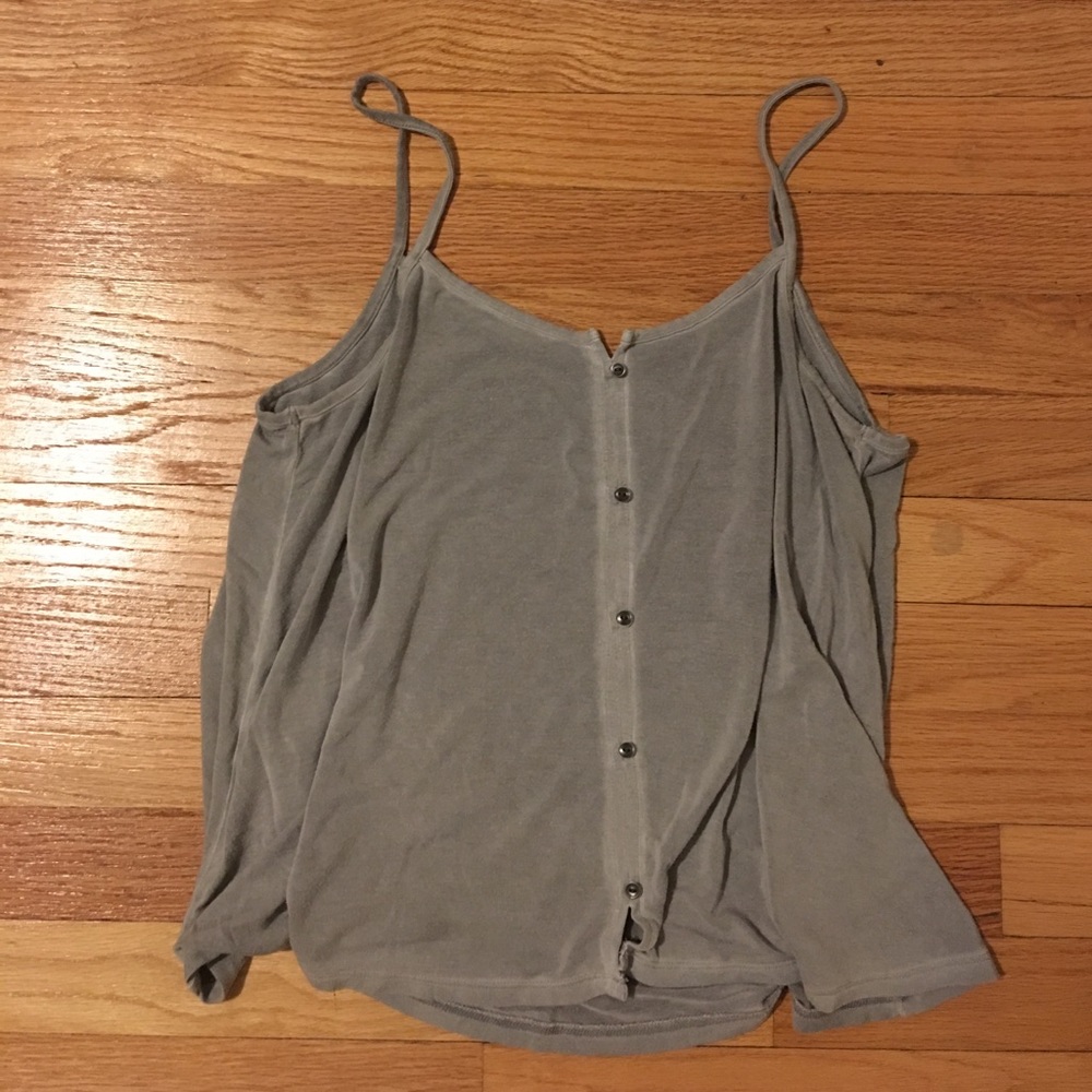 American Eagle AE teal grey button tank cami