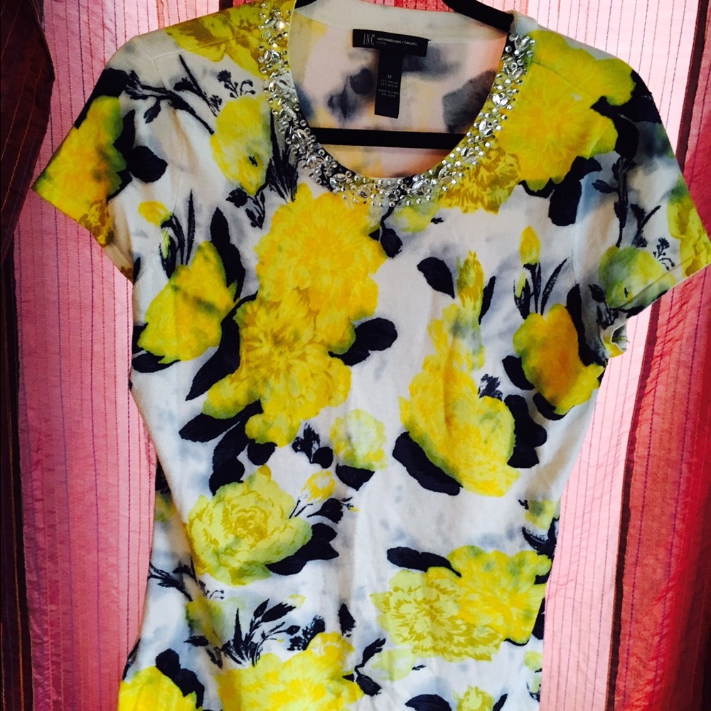 INC beaded collar top