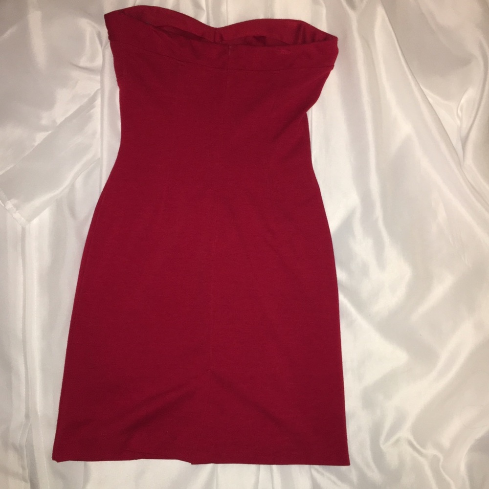 Red Strapless Bodycon Dress - Picture 2 of 3