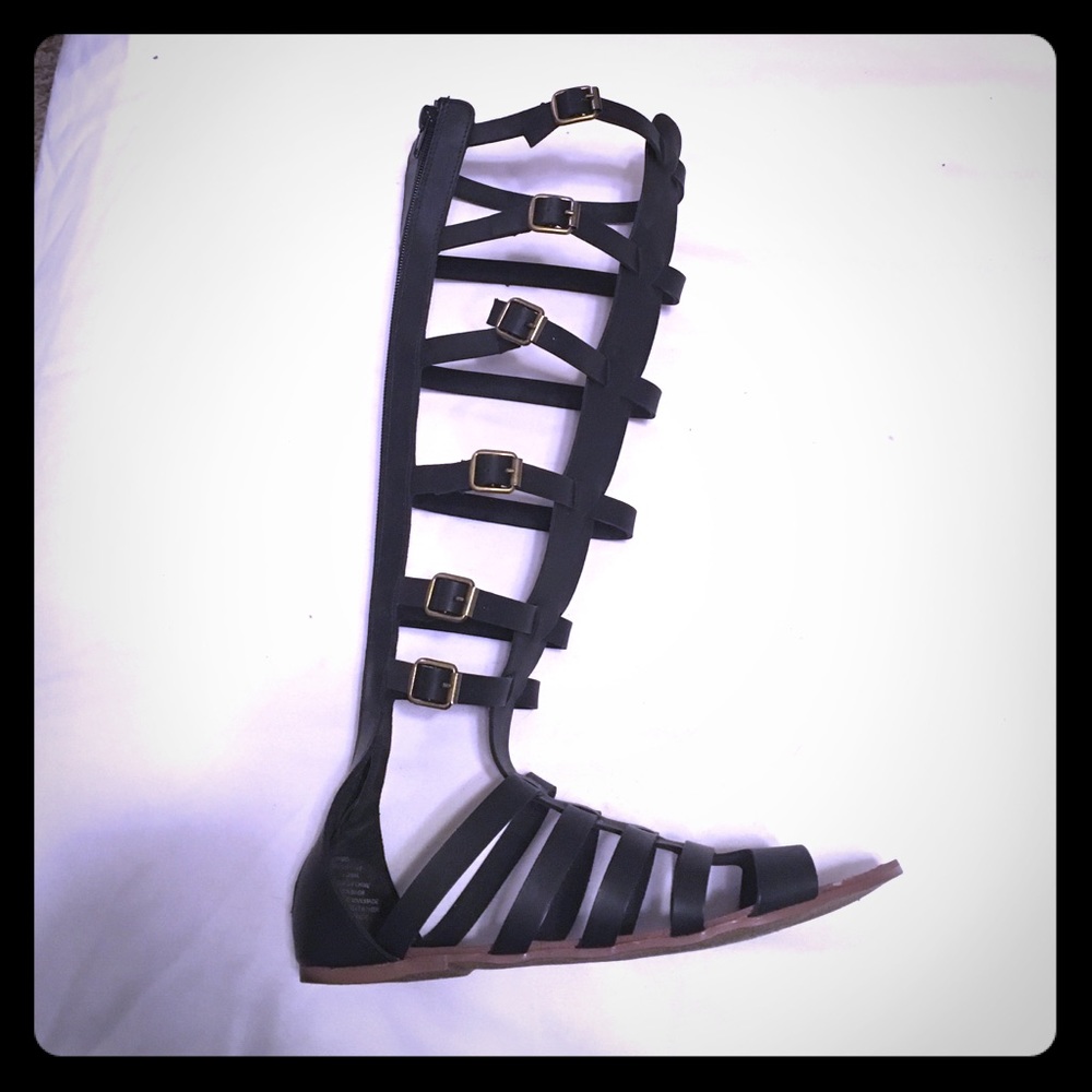 JustFab Black tall buckle gladiator