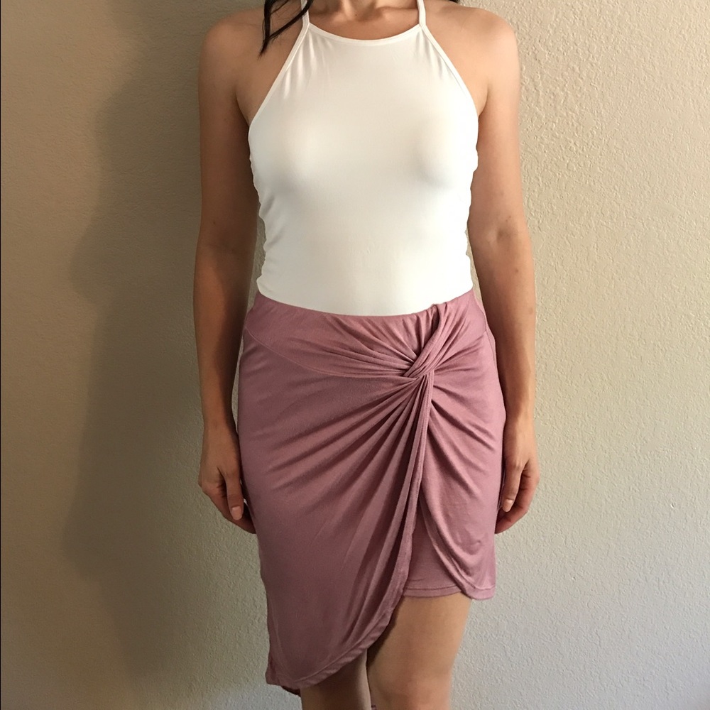 Purple High Low Knot Skirt