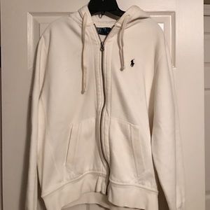 Men's Large White Zip Up Polo Jacket