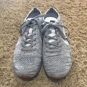 Gray crocheted style Nikes
