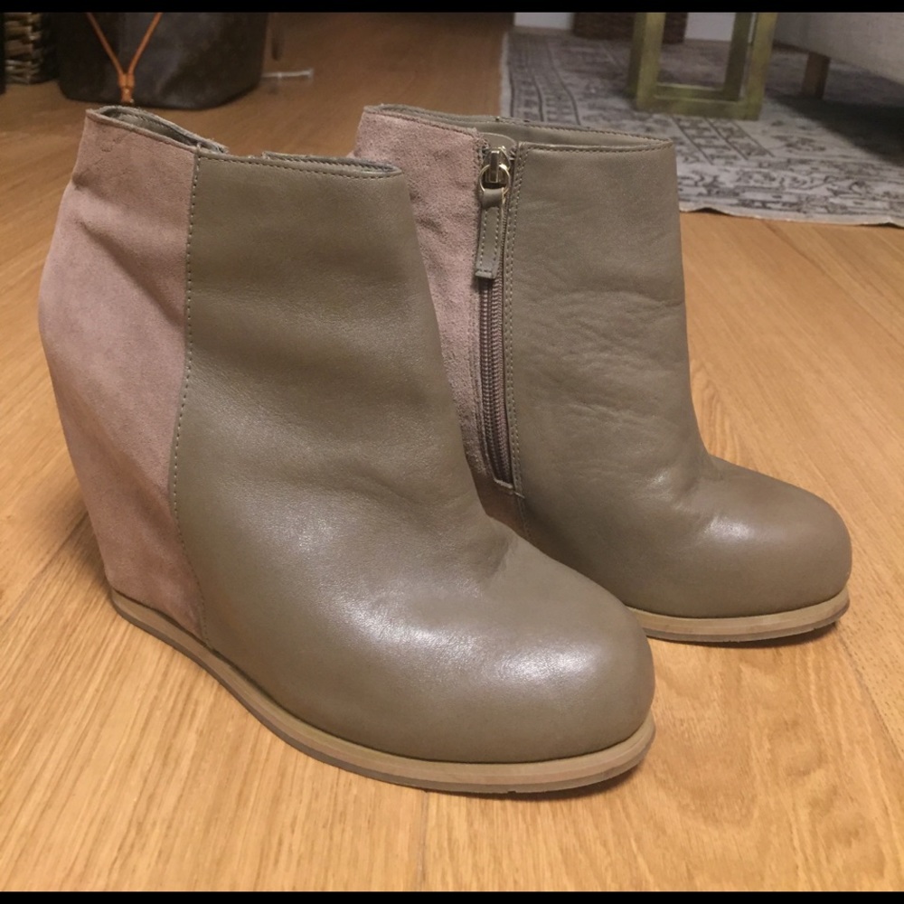 Dolce Vita leather and suede wedge booties