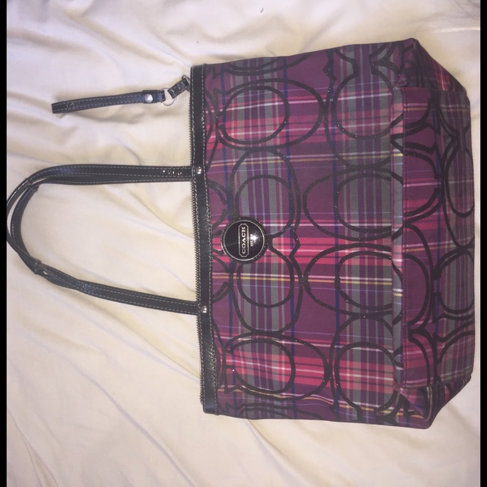 Pretty Plaid large Coach Purse