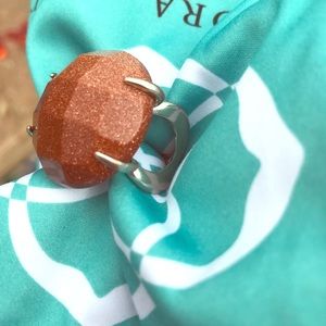 Kendra Scott Orange Goldstone Rana Ring Sz 8