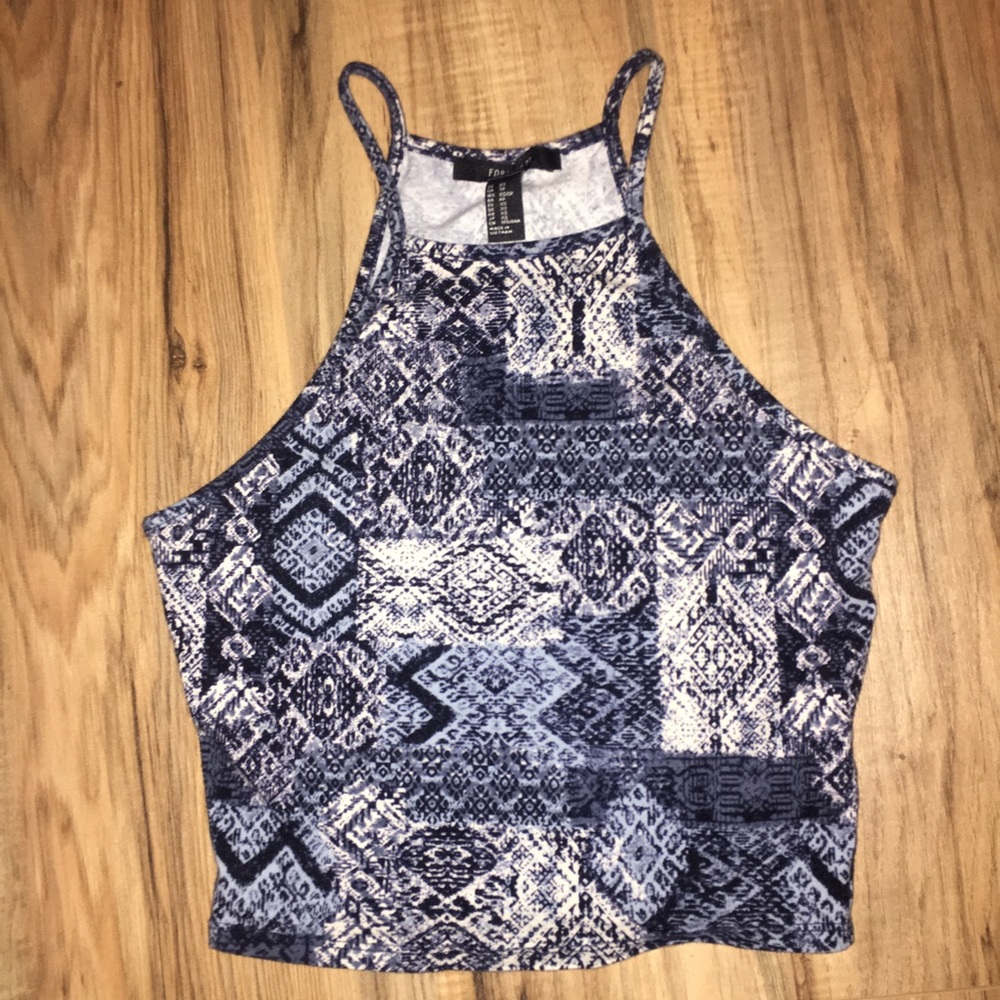 Aztec blue Halter crop top