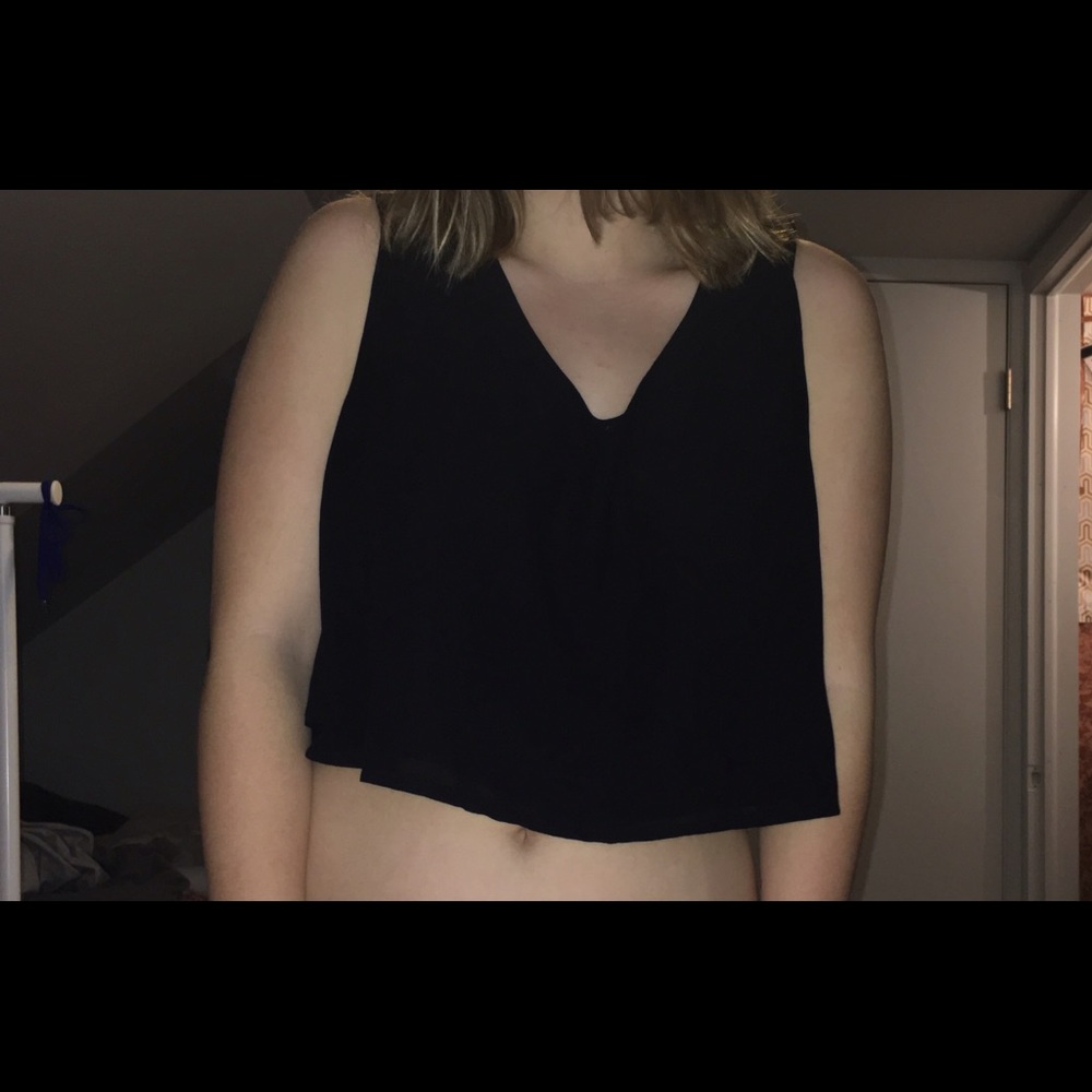 Tobi black sheer crop top