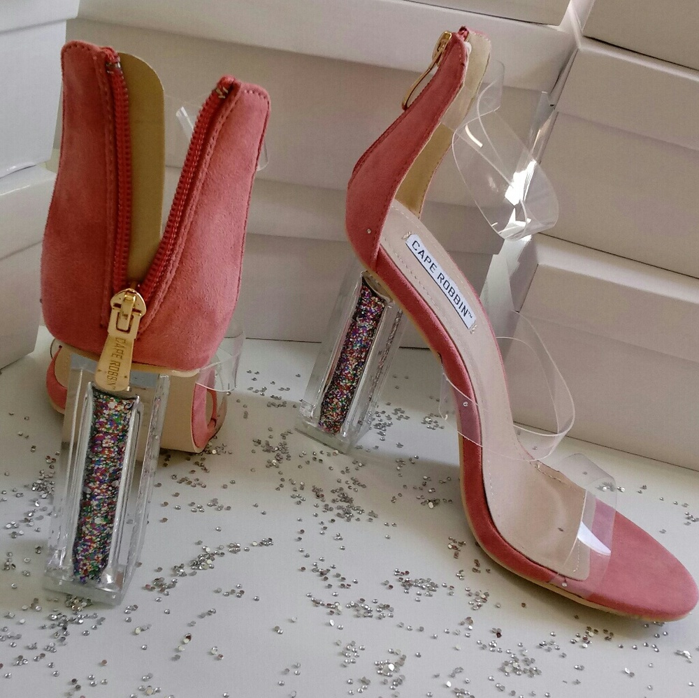 Glitter, Pink & Clear Chunky High Heel