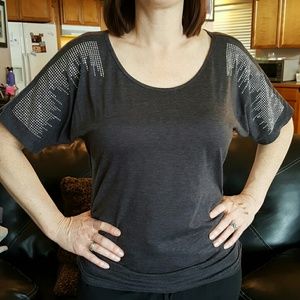 Cute Grey rhinestone blouse