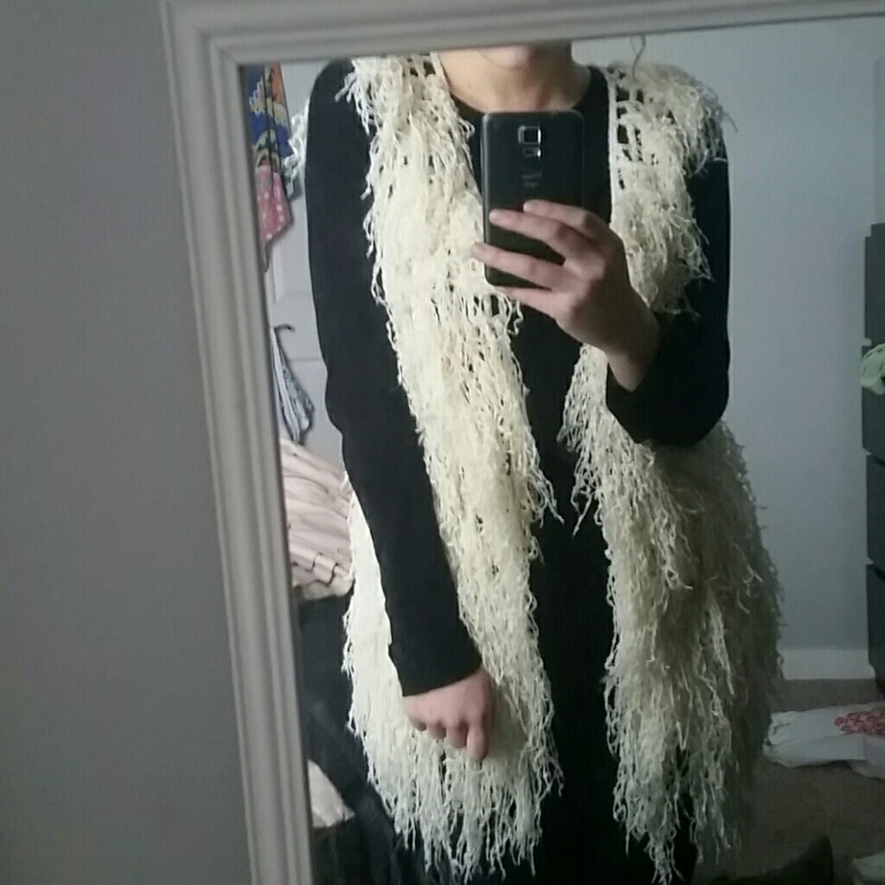 White Furry Vest