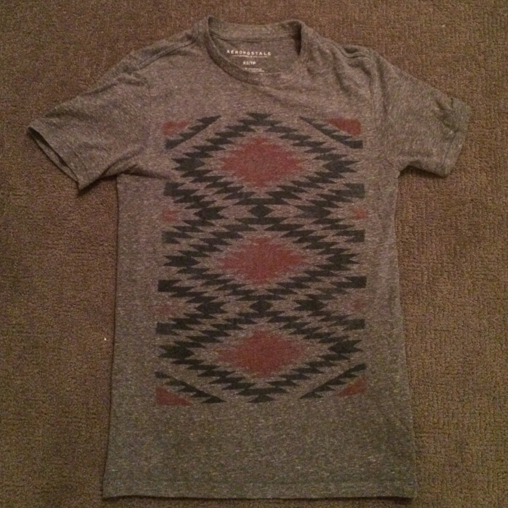 Aeropostale Gray Geometric Shirt XS