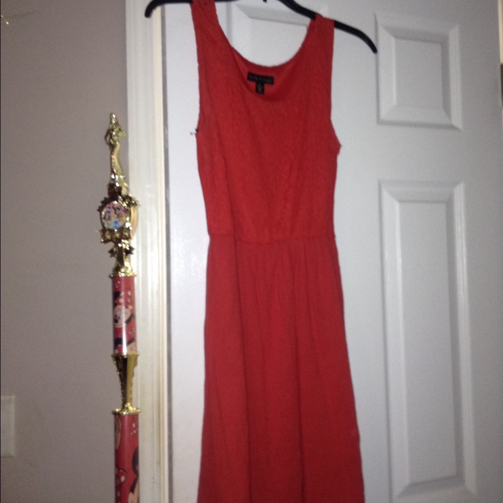 Orange lace detailed dress