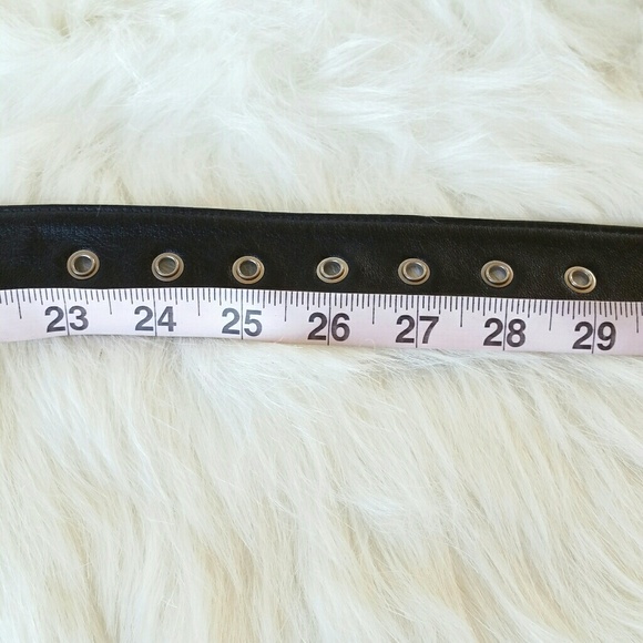SAINT LAURENT black leather belt silver stars